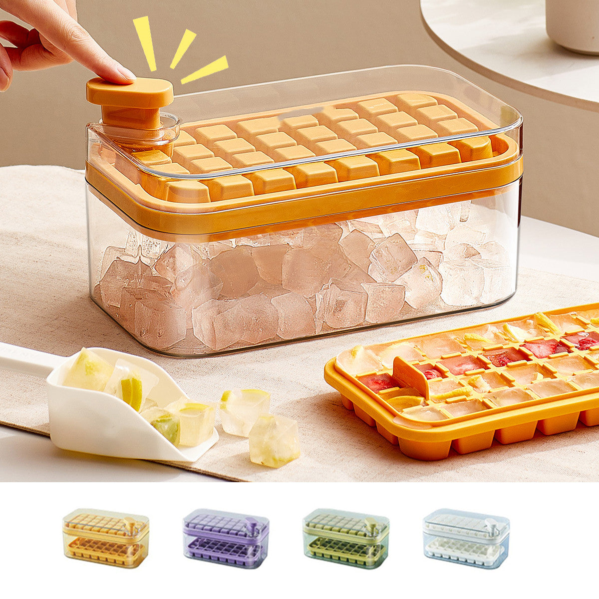 One-Button Press Ice Cube Maker with Storage Bin | Kichlit